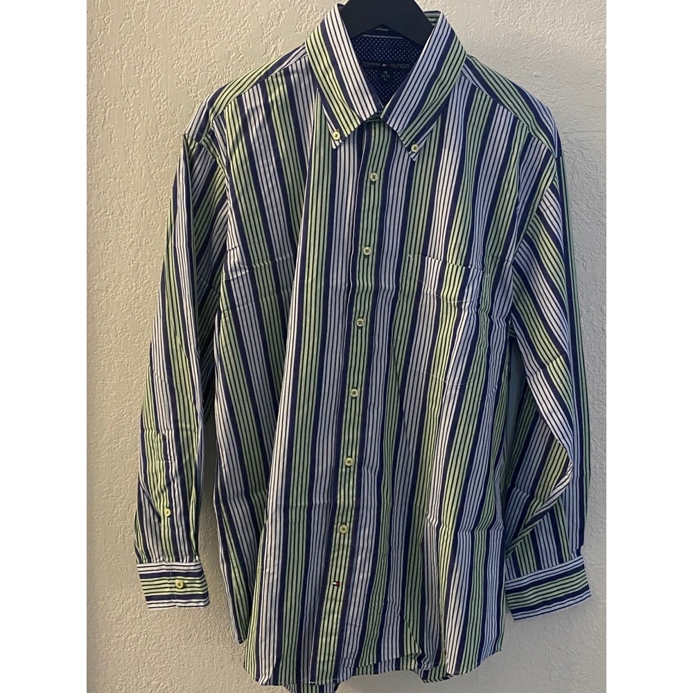Tommy‎ Hilfiger Large Button Down Shirt Striped Long Sleeve Cotton Casual Preppy